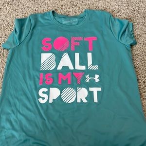 Teal color  girls under armour dry fit shirt